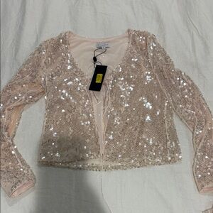 Gianni Bini Sparkling Sequin Blazer in Light Pink